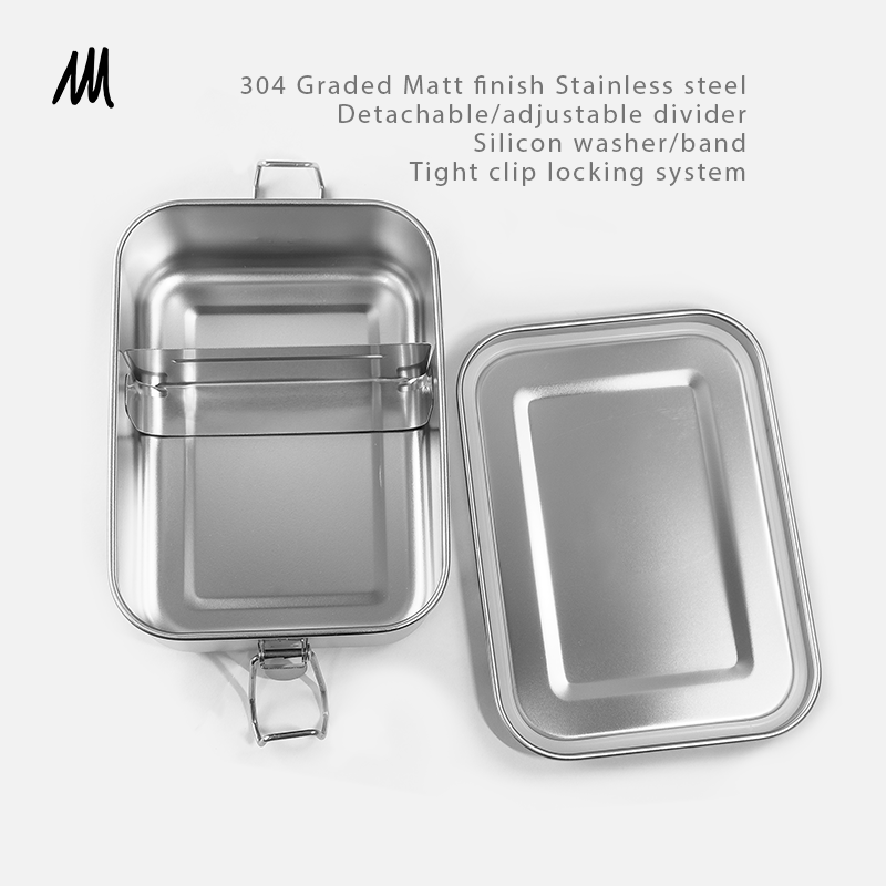 Matte Finish 304 Stainless Steel Lunch Box 850ml