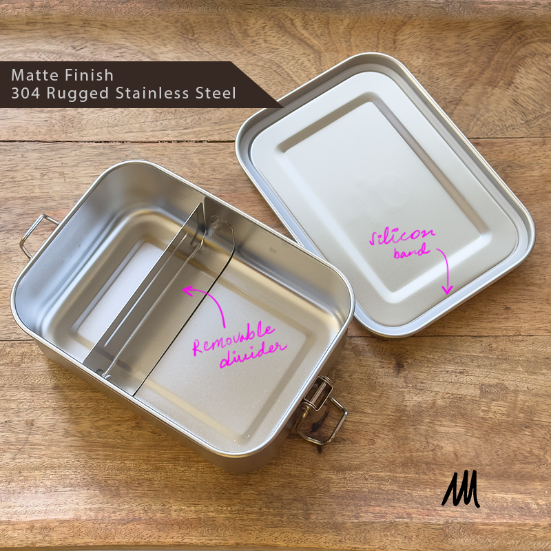 Matte Finish 304 Stainless Steel Lunch Box 850ml