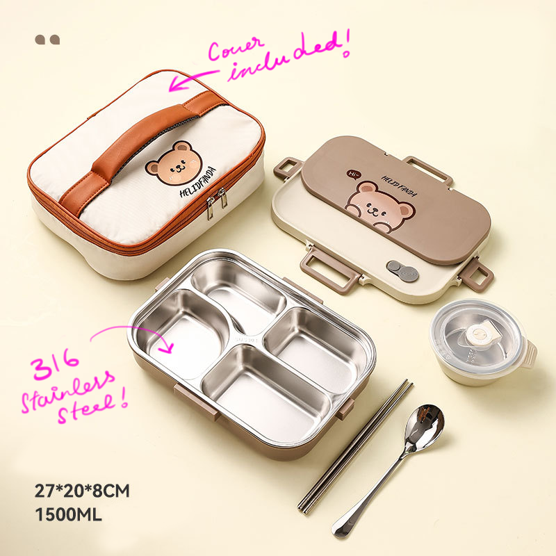 Bento Lunch Box Set - 316L Stainless Steel with Soup/Curry Bowl, Utensils container, Utensils & Insulated Bag