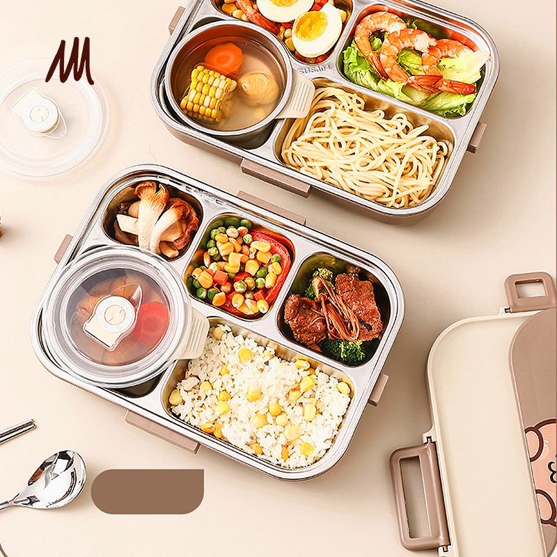 Bento Lunch Box Set - 316L Stainless Steel with Soup/Curry Bowl, Utensils container, Utensils & Insulated Bag