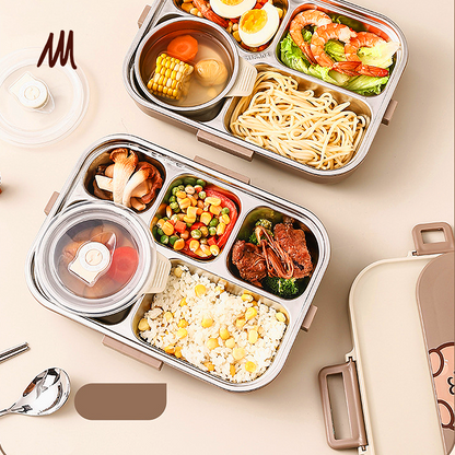 Bento Lunch Box Set - 316L Stainless Steel with Soup/Curry Bowl, Utensils container, Utensils & Insulated Bag