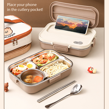 Bento Lunch Box Set - 316L Stainless Steel with Soup/Curry Bowl, Utensils container, Utensils & Insulated Bag
