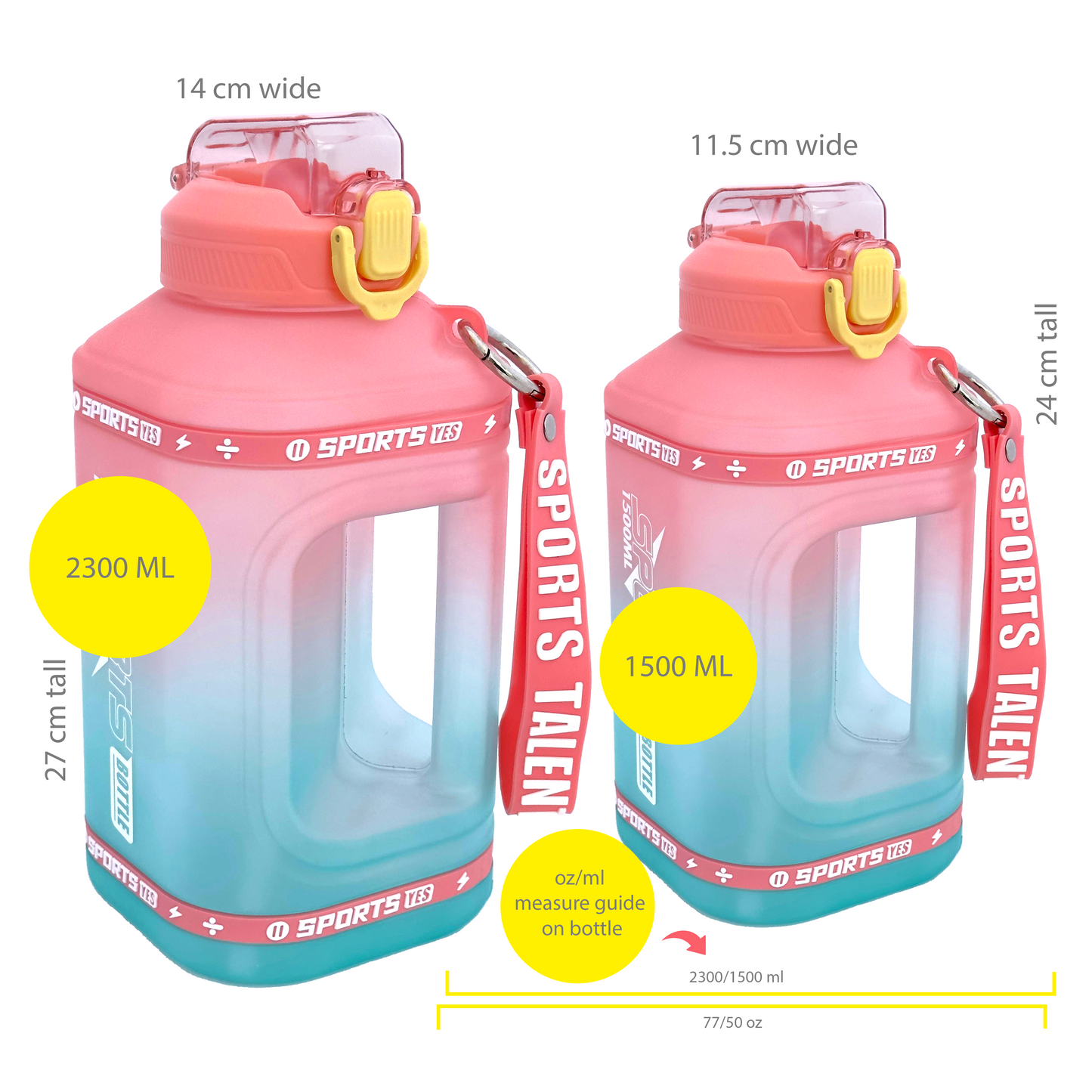 Large Capacity Water Bottle Can | BPA-Free, Lightweight | 1.5, 2.3 Liters